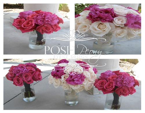 Peony and roses bouquets