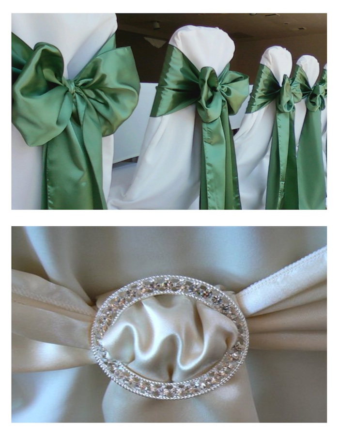 Satin Sashes on chair covers with rhinestone buckle RS