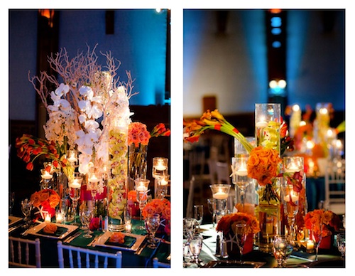 Submerged Flowers with Candles Centerpiece