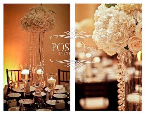 Wedding Tall topiary centerpieces with crystals